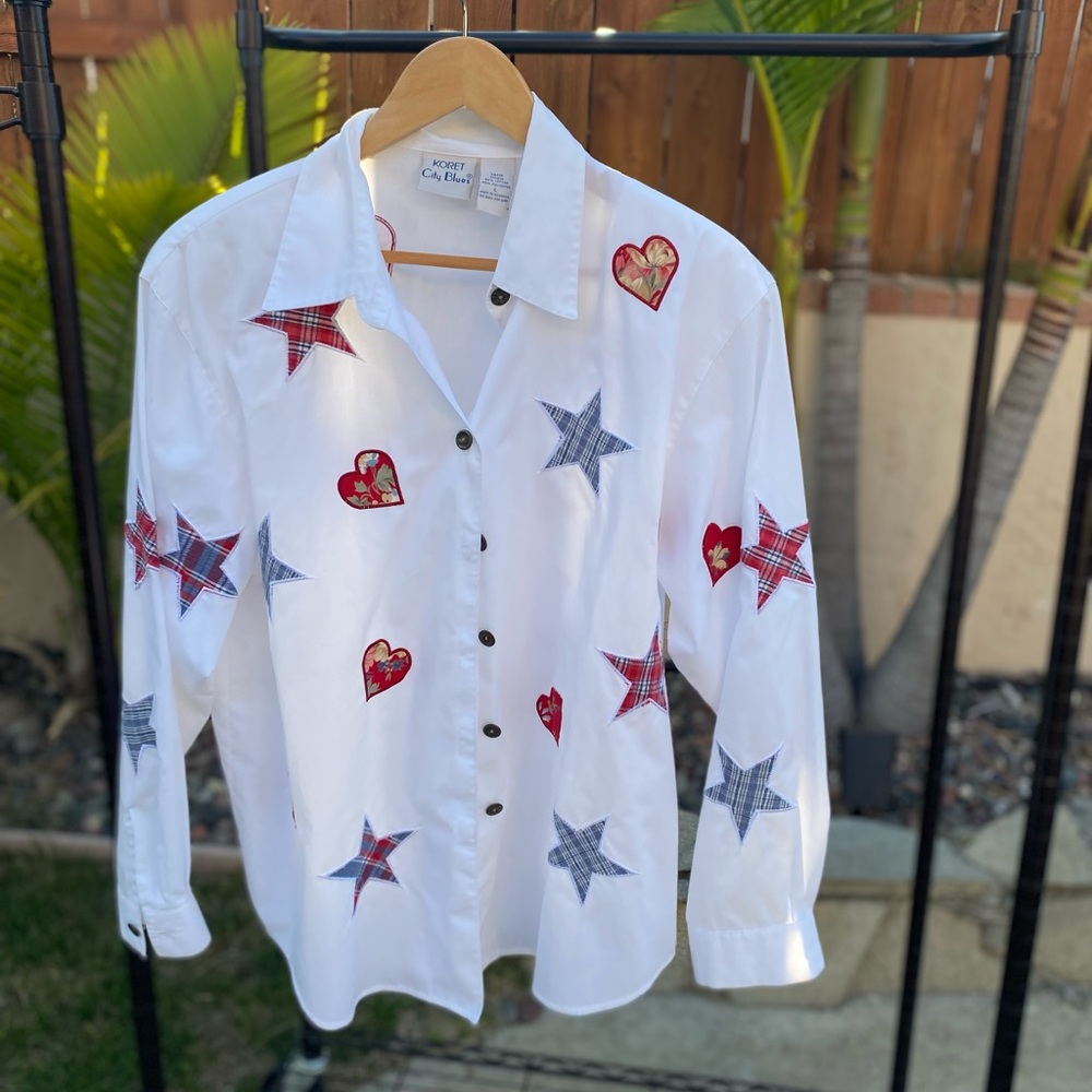 Vintage Patchwork Button Up Shirt - image 1